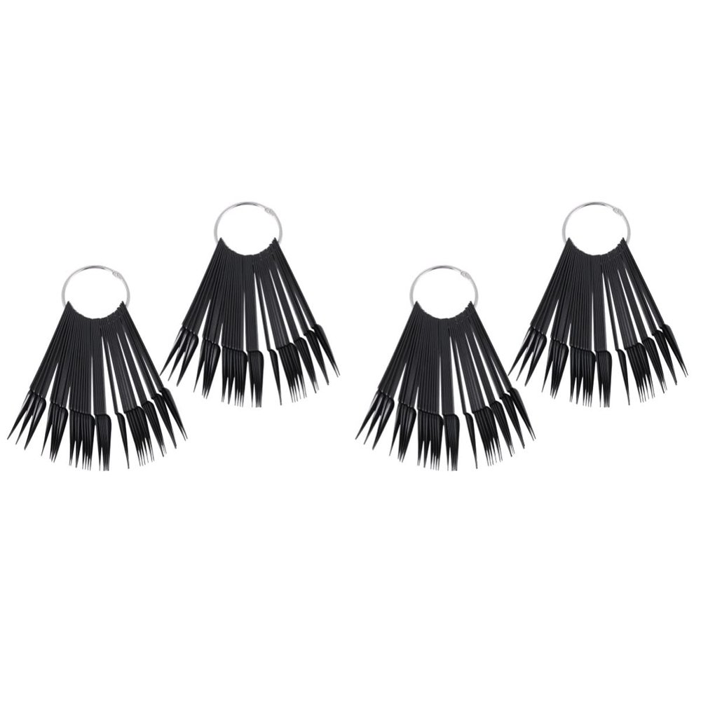Beaupretty 4sets Fan Shaped Nail Display Wheel Color Plates for Nail Art Practice Black Color Sample Sticks for Beginners and Professionals
