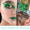 Go Ho Green Face Body Glitter,St Patricks Day Face Glitter Makeup,Green Face Paint Holographic Chunky Sequins Glitters for Eye Lip Hair Nails,Festival Rave Accessories,52g view 2
