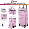 BYOOTIQUE 2in1 Nail Polish Organizer Rolling Makeup Train Case Manicure Cosmetic Trolley Travel Organizer Nail Case with Clear Lid Extendable Trays 4 removable wheels 54 Slots (Pink) view 3