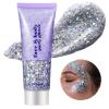 Go Ho Silver Face Body Glitter Gel,Singer Concerts Silver Face Paint Makeup,Holographic Chunky Glitters for Hair/Lip/Nails on Party Halloween Makeup,Festival Rave Accessories,52g view 1