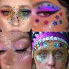 10 Sheets Face Gems Jewels for Makeup Self Adhesive Assorted Shapes Rhinestones for Christmas Crafts, Eye Body Gems Nail Art Festival Party Rave Accessories for Women view 2