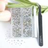 Beadsland 4300pcs Flatback Rhinestones,Glass Rhinestones Nail Gems Round Crystal Rhinestones for Crafts,Mixed 6 Sizes with Picking Tweezers and Wax Pencil Kit, SS6-SS20,Blue Moonlight view 4