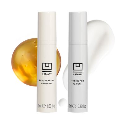 The U Beauty Duo - Resurfacing Compound & SUPER Hydrator Set - Vitamin C & E, Retinol, Hyaluronic Acid - Moisturizing Face Serum for Smooth, Hydrated and Softer Skin, Set of 2 0.33 fl.oz Trial Size