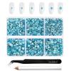 Beadsland 4300pcs Flatback Rhinestones,Blue Rhinestone Nail Gems Round Crystal Rhinestones for Crafts,Mixed 6 Sizes with Picking Tweezers and Wax Pencil Kit, SS6-SS20,Aquamarine view 1