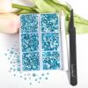 Beadsland 4300pcs Flatback Rhinestones,Blue Rhinestone Nail Gems Round Crystal Rhinestones for Crafts,Mixed 6 Sizes with Picking Tweezers and Wax Pencil Kit, SS6-SS20,Aquamarine view 2