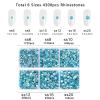 Beadsland 4300pcs Flatback Rhinestones,Blue Rhinestone Nail Gems Round Crystal Rhinestones for Crafts,Mixed 6 Sizes with Picking Tweezers and Wax Pencil Kit, SS6-SS20,Aquamarine view 4