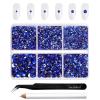 Beadsland 4300pcs Flatback Rhinestones,Royal Blue Rhinestone Nail Gems Round Crystal Rhinestones for Crafts,Mixed 6 Sizes with Picking Tweezers and Wax Pencil Kit, SS6-SS20,Sapphire view 1
