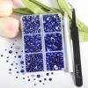 Beadsland 4300pcs Flatback Rhinestones,Royal Blue Rhinestone Nail Gems Round Crystal Rhinestones for Crafts,Mixed 6 Sizes with Picking Tweezers and Wax Pencil Kit, SS6-SS20,Sapphire view 2