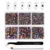 Beadsland 4300pcs Flatback Rhinestones,Blue Rhinestone Nail Gems Round Crystal Rhinestones for Crafts,Mixed 6 Sizes with Picking Tweezers and Wax Pencil Kit, SS6-SS20,Blue Volcano view 1