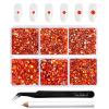 Beadsland 4300pcs Flatback Rhinestones,Orange Rhinestone Nail Gems Round Crystal Rhinestones for Crafts,Mixed 6 Sizes with Picking Tweezers and Wax Pencil Kit, SS6-SS20,Hyacinth/Orange view 1