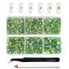 Beadsland 4300pcs Flatback Rhinestones, Light Green Nail Gems Round Crystal Rhinestones for Crafts, Mixed 6 Sizes with Picking Tweezers and Wax Pencil Kit, SS6-SS20, Peridot/Light Green view 1
