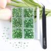 Beadsland 4300pcs Flatback Rhinestones, Light Green Nail Gems Round Crystal Rhinestones for Crafts, Mixed 6 Sizes with Picking Tweezers and Wax Pencil Kit, SS6-SS20, Peridot/Light Green view 4
