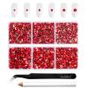 Beadsland 4300pcs Flatback Rhinestones,Light Red Rhinestone Nail Gems Round Crystal Rhinestones for Crafts,Mixed 6 Sizes with Picking Tweezers and Wax Pencil Kit, SS6-SS20,Light Siam view 1