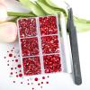 Beadsland 4300pcs Flatback Rhinestones,Light Red Rhinestone Nail Gems Round Crystal Rhinestones for Crafts,Mixed 6 Sizes with Picking Tweezers and Wax Pencil Kit, SS6-SS20,Light Siam view 4