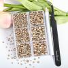 Beadsland 4300pcs Flatback Rhinestones,Gold Rhinestone Nail Gems Round Crystal Rhinestones for Crafts,Mixed 6 Sizes with Picking Tweezers and Wax Pencil Kit, SS6-SS20,Golden Shadow view 2