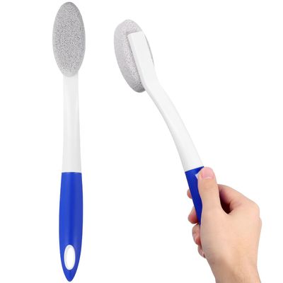 COHEALI Long Handle Foot File - Pumice PP Foot Exfoliator for Hard Skin Removal, Pedicure Brush with Ergonomic Grip (13.77 Inch, Blue)