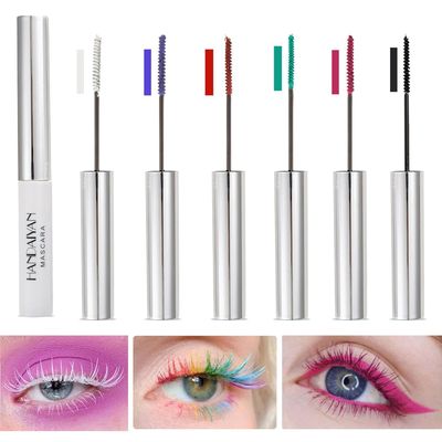 BONNIE CHOICE 6Pcs Colored Mascara Set for Eyelashes, Red Pink Purple Green White Black Halloween Colorful Mascara Waterproof Charming Long Lasting Voluminous Eye Makeup Christmas Gifts for Women