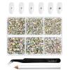Beadsland 4300pcs Flatback Rhinestones,AB Crystal Rhinestone Nail Gems Round Crystal Rhinestones for Crafts,Mixed 6 Sizes with Picking Tweezers and Wax Pencil Kit, SS6-SS20,Crystal AB view 1