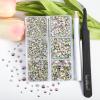 Beadsland 4300pcs Flatback Rhinestones,AB Crystal Rhinestone Nail Gems Round Crystal Rhinestones for Crafts,Mixed 6 Sizes with Picking Tweezers and Wax Pencil Kit, SS6-SS20,Crystal AB view 2