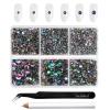 Beadsland 4300pcs Flatback Rhinestones,Green Rhinestones Nail Gems Round Crystal Rhinestones for Crafts,Mixed 6 Sizes with Picking Tweezers and Wax Pencil Kit, SS6-SS20,Green Volcano view 1