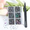 Beadsland 4300pcs Flatback Rhinestones,Green Rhinestones Nail Gems Round Crystal Rhinestones for Crafts,Mixed 6 Sizes with Picking Tweezers and Wax Pencil Kit, SS6-SS20,Green Volcano view 4