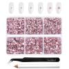 Beadsland 4300pcs Flatback Rhinestones,Pink Rhinestone Nail Gems Round Crystal Rhinestones for Crafts,Mixed 6 Sizes with Picking Tweezers and Wax Pencil Kit, SS6-SS20,Light Rose/Light Pink view 1