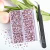 Beadsland 4300pcs Flatback Rhinestones,Pink Rhinestone Nail Gems Round Crystal Rhinestones for Crafts,Mixed 6 Sizes with Picking Tweezers and Wax Pencil Kit, SS6-SS20,Light Rose/Light Pink view 2