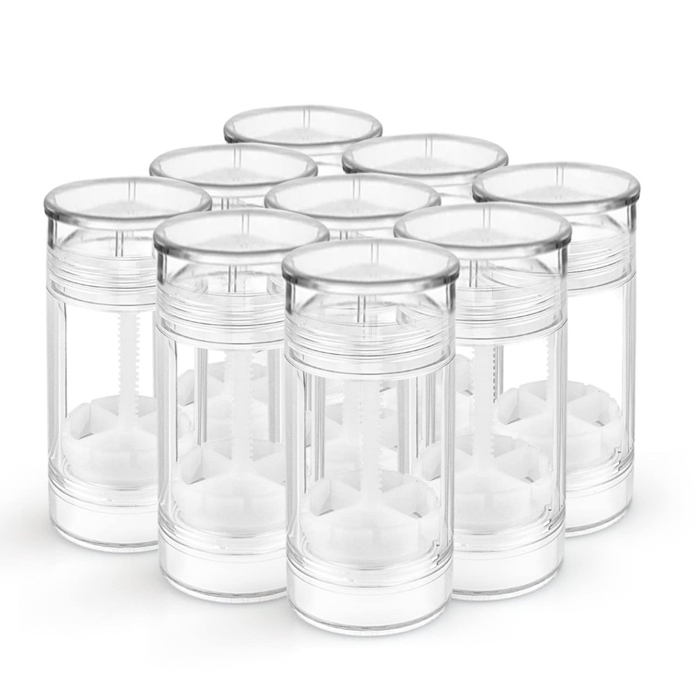 9 PCS 2.5oz/75ml Round Plastic Containers, Reusable Clear Twist Up Filling Stick Holder, Makeup Stick for DIY Balm, Chapsticks, Bottom-Filling