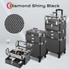 BYOOTIQUE 2in1 Nail Polish Organizer Rolling Makeup Train Case Manicure Cosmetic Trolley Travel Organizer Nail Case with Clear Lid Extendable Trays 4 removable wheels 54 Slots (Black) view 2