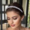 Aoligrace Cubic Zirconia Bride Lengthened Headband for Women CZ Princess Wedding Bridal Tiaras Girls Birthday Party Headpiece view 2