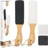 AM 8:00Pumice Stone Foot File, 2 Pack Callus Remover (coarse/fine) for Feet with Wooden Handle, Pedicure Foot Scrubber to Remove Dead Skin, Dry, Rough, Corns Skin Scraper view 1
