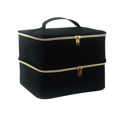 Nail Polish Carrying Case, Double-Layer Nail Polish Storage Bag- Fits Nail Dryer Lamp and 30 Bottles(15ml/0.5 fl.oz), Nail Polish Organizer bag with Adjustable Dividers for Manicure Set (Black)