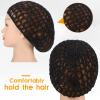 Geyoga 4 Pieces Mesh Crochet Hair Net Rayon Knit Snood Hat Thick Short Women Hairnet Snoods Cover Ornament for Sleeping (Black, Gray) view 2