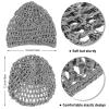 Geyoga 4 Pieces Mesh Crochet Hair Net Rayon Knit Snood Hat Thick Short Women Hairnet Snoods Cover Ornament for Sleeping (Black, Gray) view 3