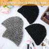 Geyoga 4 Pieces Mesh Crochet Hair Net Rayon Knit Snood Hat Thick Short Women Hairnet Snoods Cover Ornament for Sleeping (Black, Gray) view 4