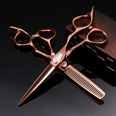 Professional Hair Cutting Shears, 6 Inch Professional Japan 440c Steel Diamond Hair Scissors Cutting Barber Tools Haircut Thinning Shears Hairdresser Scissors set (Size : Set)