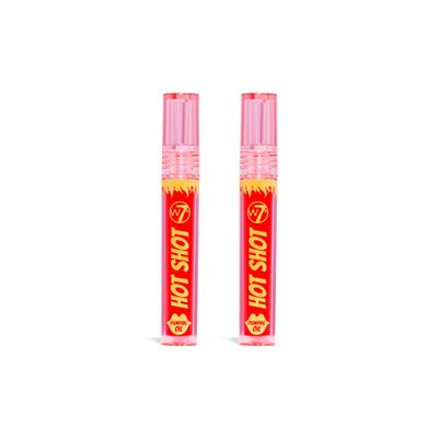 W7 Hot Shot Plumping Oil Bundle - Enhancing & Repairing Plump Effect For Fuller Lips - Clear & Soft, Natural, Everyday Lip Care - 2 Pack