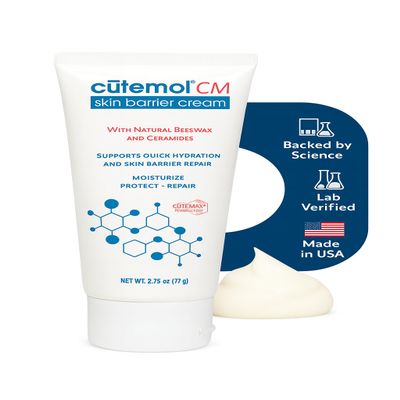 Cutemol CM Emollient Cream - Natural Beeswax & Ceramides for Dry, Damaged Skin (2.75 oz)