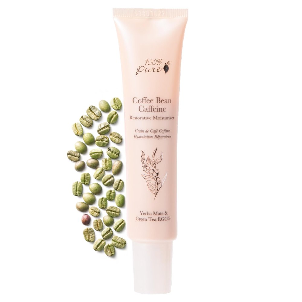 100% PURE Coffee Bean Caffeine Face Cream Glowing Skin Care Anti Aging Youthful Boost Caffeinated Facial Moisturizer with Hyaluronic Acid & Niacinamide for Women & Men - 1.4 fl oz