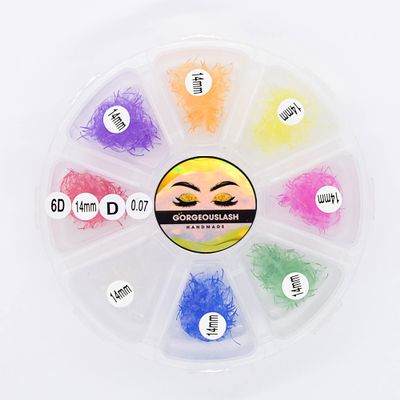 6D Color Lashes, 1000 Premade Volume Fans, Eyelash Extension. Handmade! (D Curl, Mixed Color 14mm)