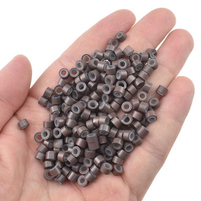 HAHIYO 500PCs Dark Blonde 5.0x3.0x3.0mm Microlinks Hair Extension Bead, Silicone Lined Hair Extension Ring, Professional Tinsel Hair Feather Hair I-tip/Nano Human Hair Extension Bead for Salon Tool