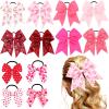 12 Pcs Valentine's Day Girls Hair Bows Pink Large Bow Cheerleading Bows Love Cheer Hair Ties Cheerleader Ponytail Holder for Dance Practice Football Games Competition, 2 Sizes view 1