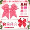 12 Pcs Valentine's Day Girls Hair Bows Pink Large Bow Cheerleading Bows Love Cheer Hair Ties Cheerleader Ponytail Holder for Dance Practice Football Games Competition, 2 Sizes view 2
