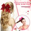12 Pcs Valentine's Day Girls Hair Bows Pink Large Bow Cheerleading Bows Love Cheer Hair Ties Cheerleader Ponytail Holder for Dance Practice Football Games Competition, 2 Sizes view 3