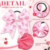 12 Pcs Valentine's Day Girls Hair Bows Pink Large Bow Cheerleading Bows Love Cheer Hair Ties Cheerleader Ponytail Holder for Dance Practice Football Games Competition, 2 Sizes view 4