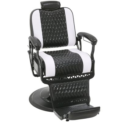 BarberPub Heavy Duty Metal Vintage Barber Chair All Purpose Reclining Hydraulic Pump Salon Beauty Spa Chair Hair Styling Equipment 9216 (Black&White)