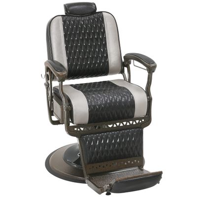 BarberPub Heavy Duty Metal Vintage Barber Chair All Purpose Reclining Hydraulic Pump Salon Beauty Spa Chair Hair Styling Equipment 9216 (Black&Grey)