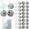 Shellwei 32 Pcs Bath Sponge Shower Loofahs Bulk 60 g Charcoal Large Mesh Puff Soft Scrubber for Men and Women Exfoliating Shower Pouf Balls with Bathing Accessories view 1