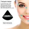 12 Pieces Cosmetic Powder Puff,2.76 inch Portable Soft Sponge Setting Face Puffs,Triangle Velvet Powder Puff with Ribbon Band Handle for Loose Powder Body Powder Makeup Tool(Black,Pink) view 2