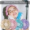 Smilco 4 Pack Shower Caps for Women, Reusable Waterproof Double Layer Bath Cap, Large EVA Elastic Hair Cover for Shower, Fits Long Hair & Braids, for Spa & Home view 2